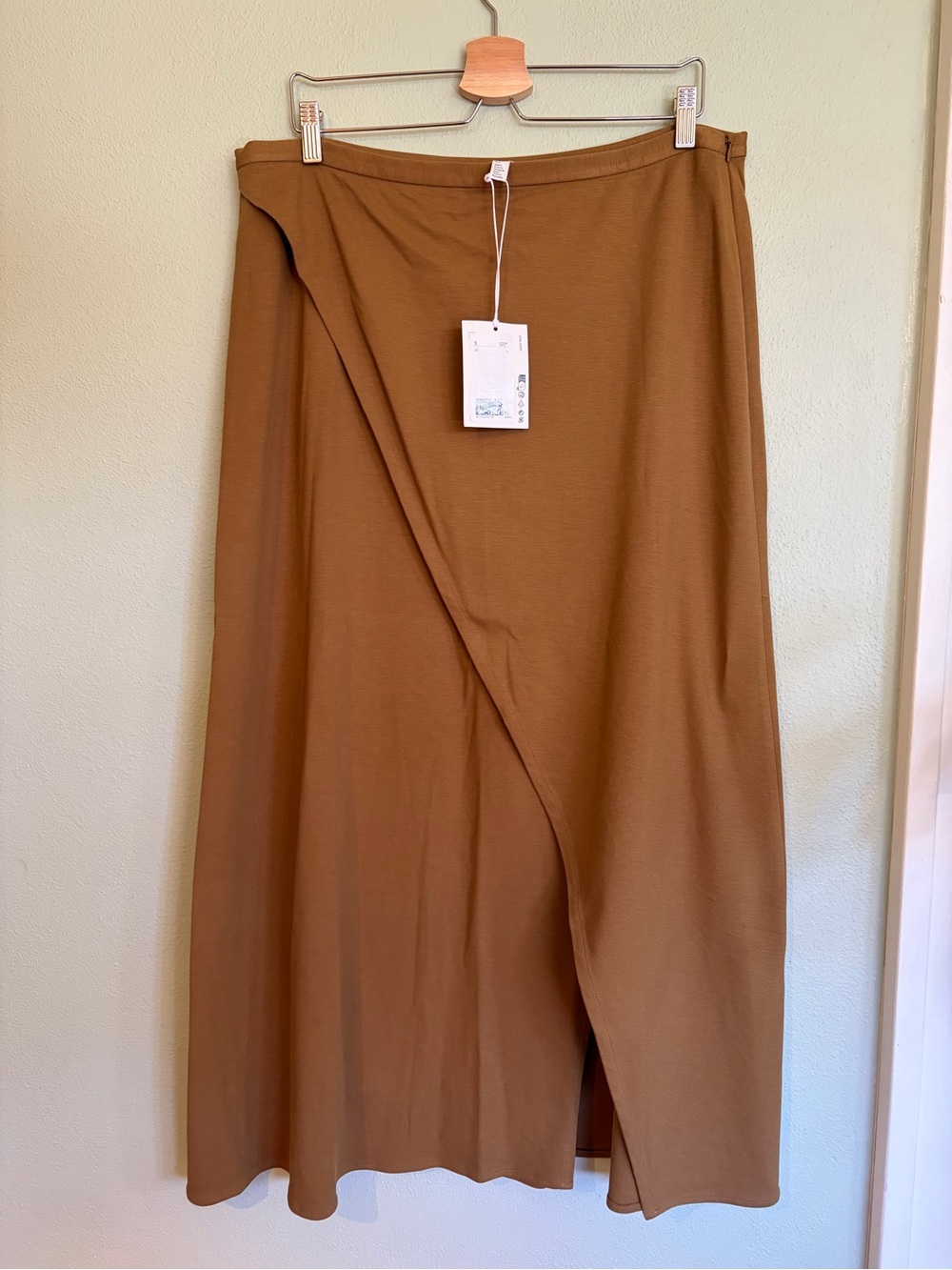 NWT COS Jersey Wrap Skirt, Ochre, Large